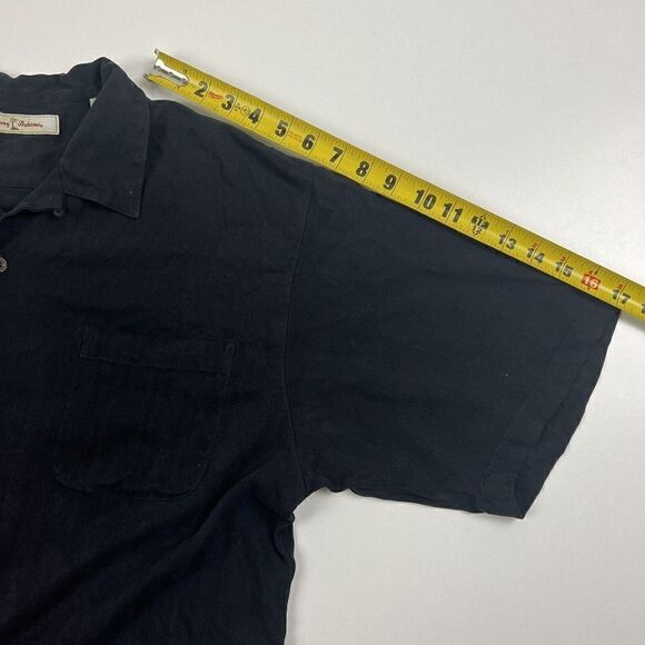 VTG Tommy Bahama Shirt Mens Large Black Silk Button Up Camp Hawaiian Beach Fish0 - Picture 7 of 8